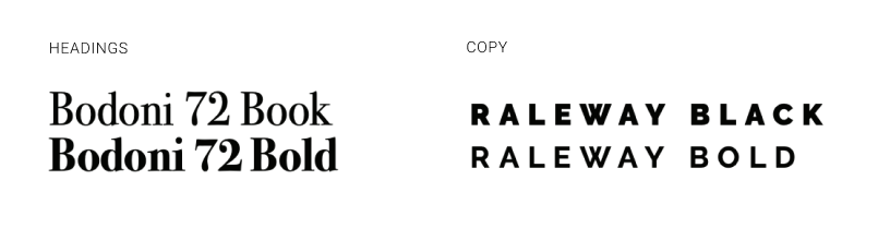 b+free type system — Bodoni 72 and Raleway