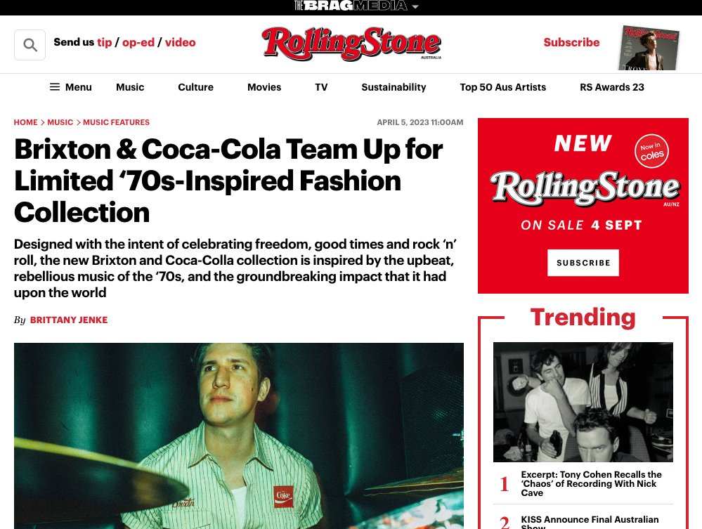 Brixton x Coca-Cola press article