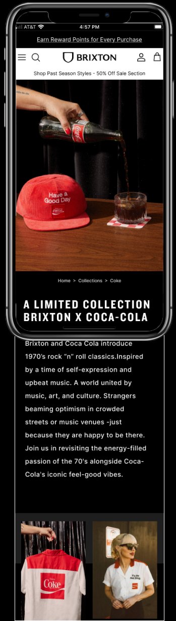 Coca-Cola collection page — mobile