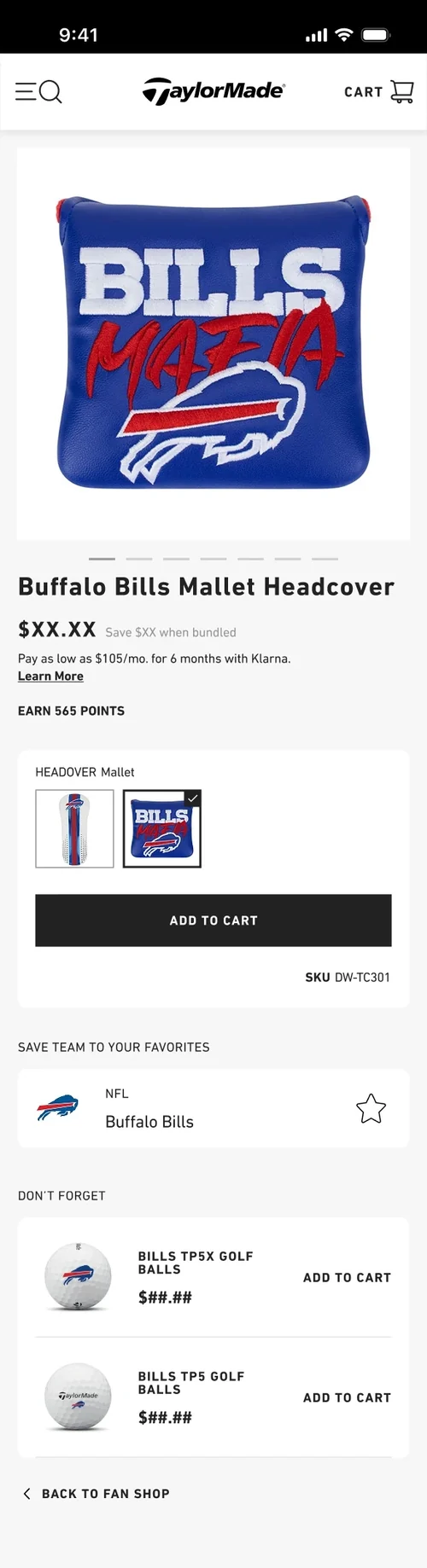 Team headcover PDP — mobile