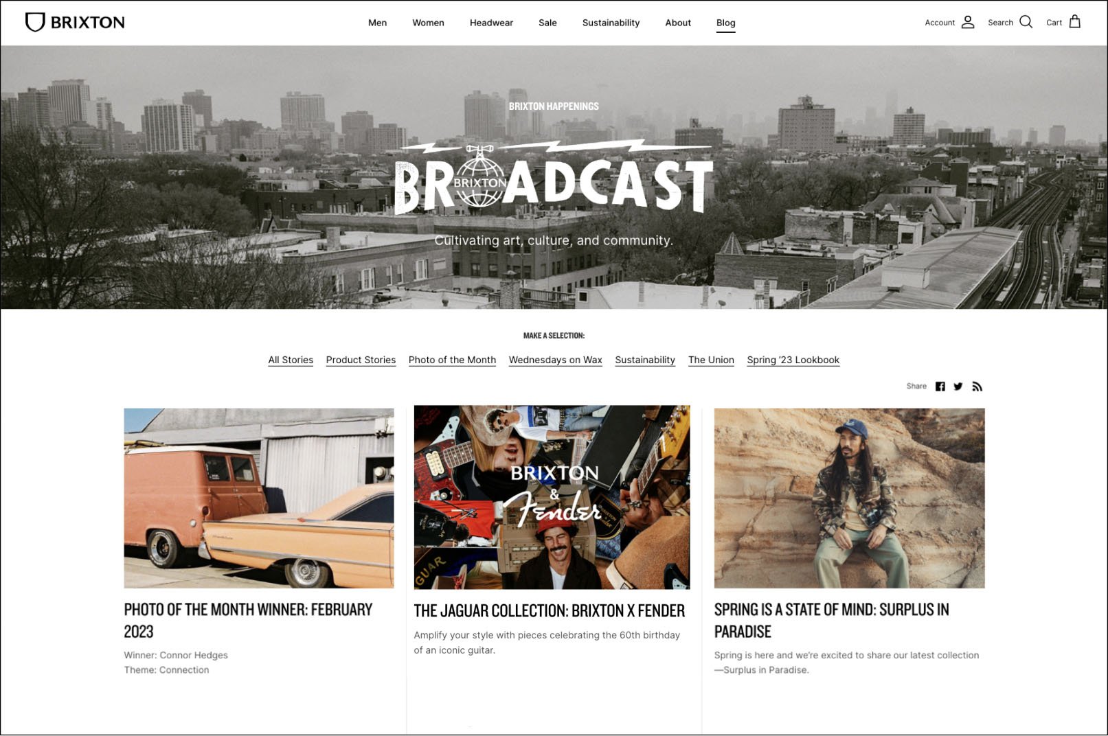 Brixton Broadcast blog index featuring the Jaguar Collection