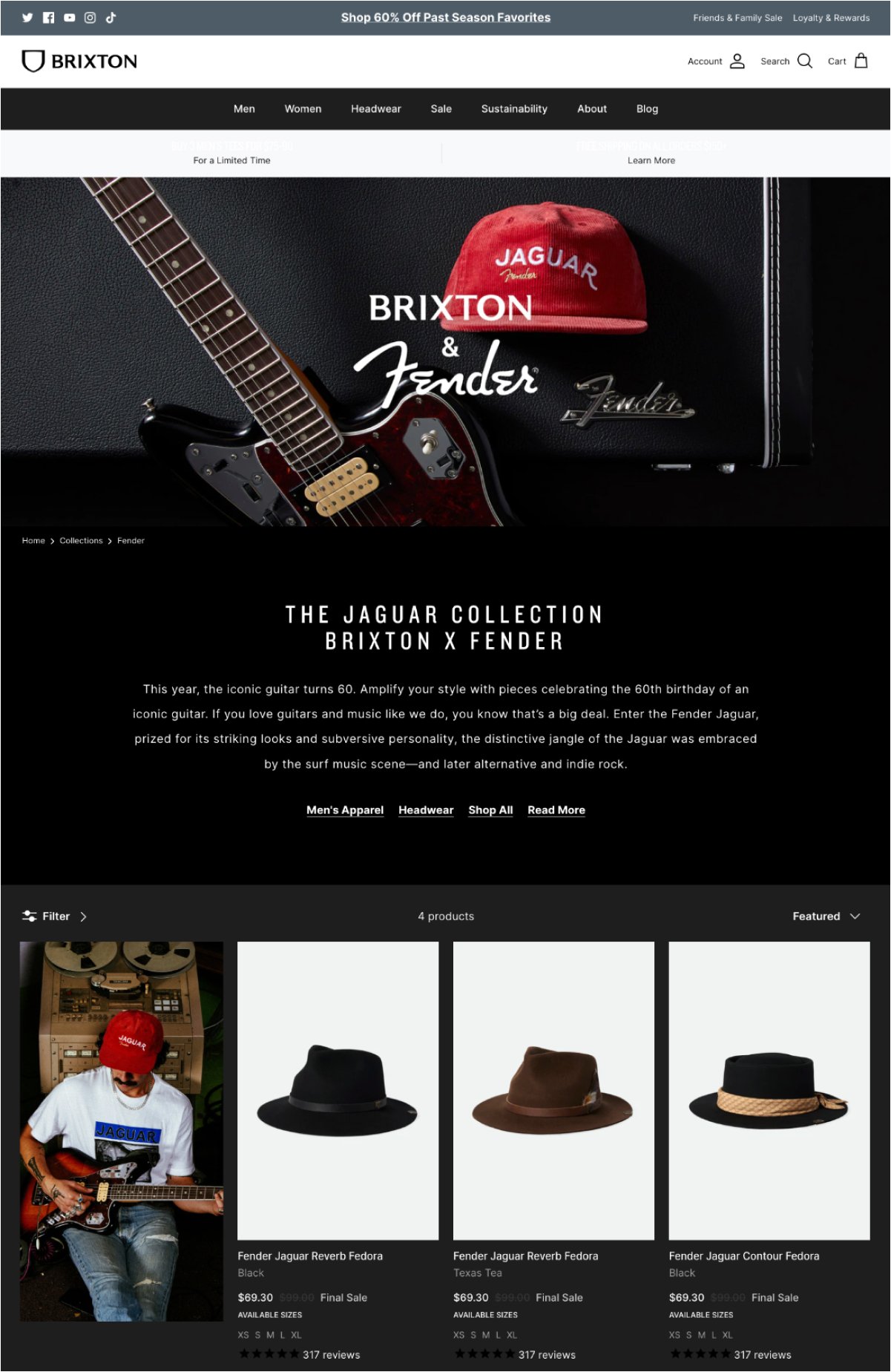 Fender Jaguar collection page — desktop