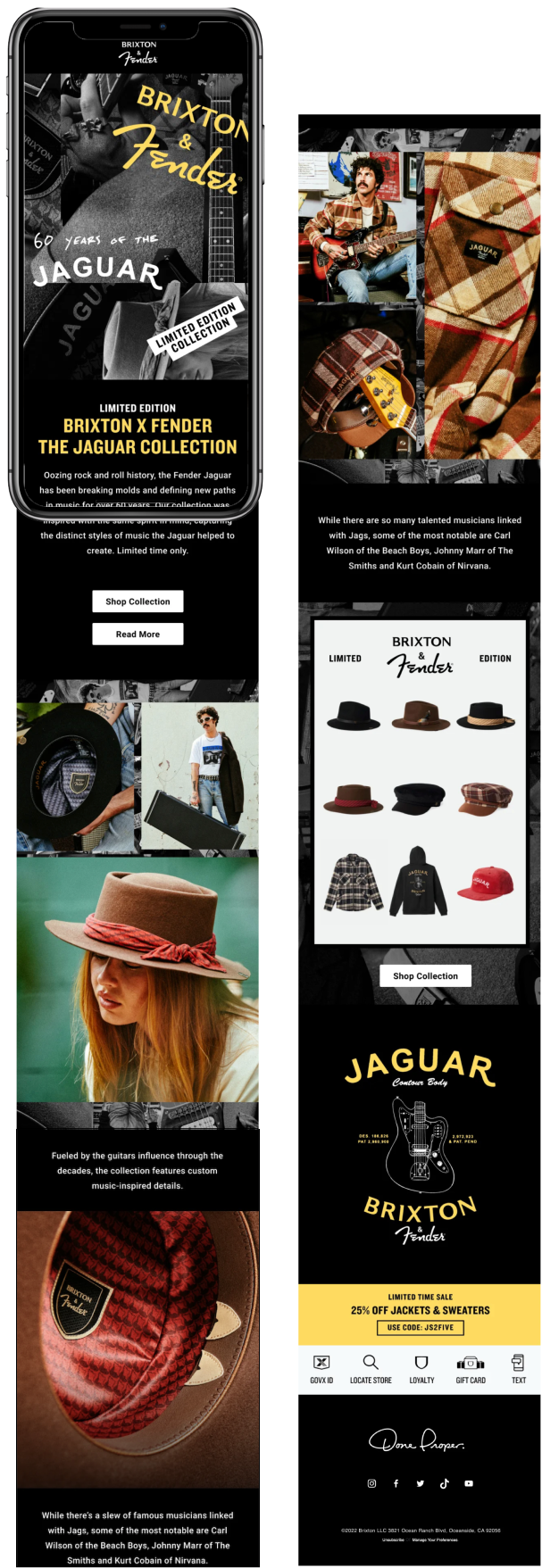 Brixton × Fender launch email