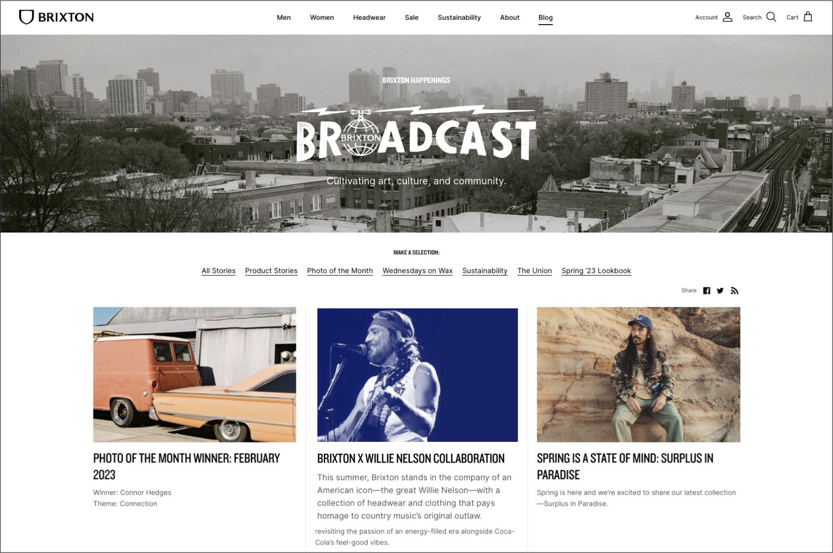 Brixton Broadcast blog index featuring the Willie Nelson collaboration