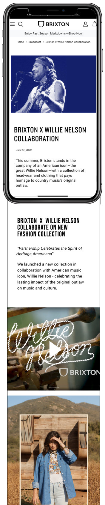 Brixton x Willie Nelson Broadcast story — mobile