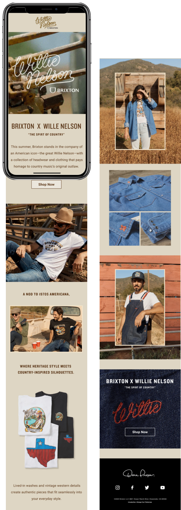 Brixton × Willie Nelson product email