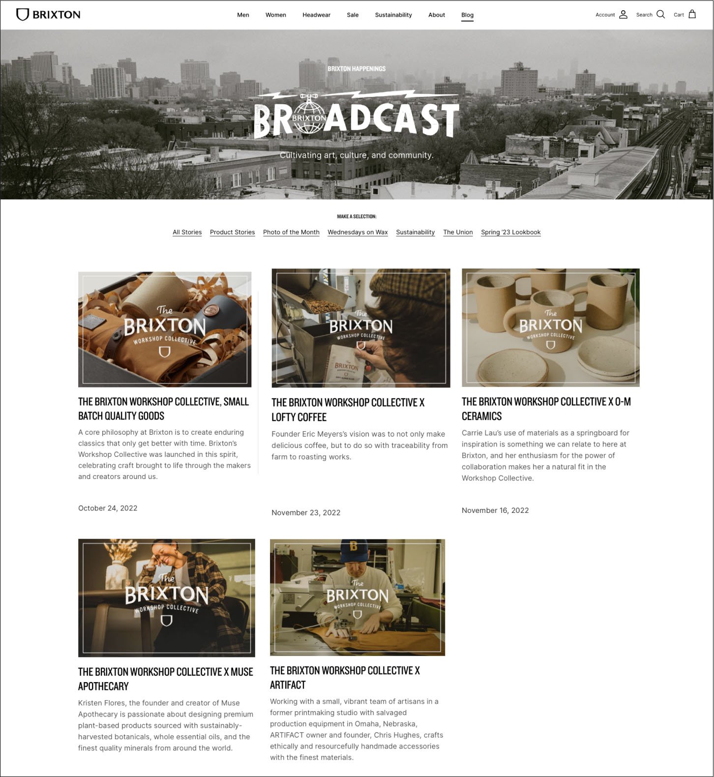 Brixton Broadcast index featuring the Workshop Collective stories
