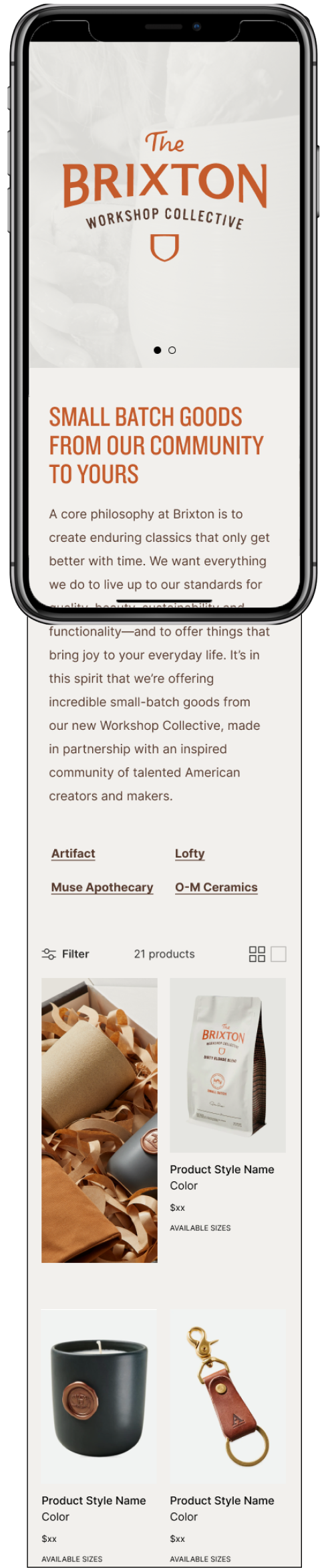 Workshop Collective collection page — mobile